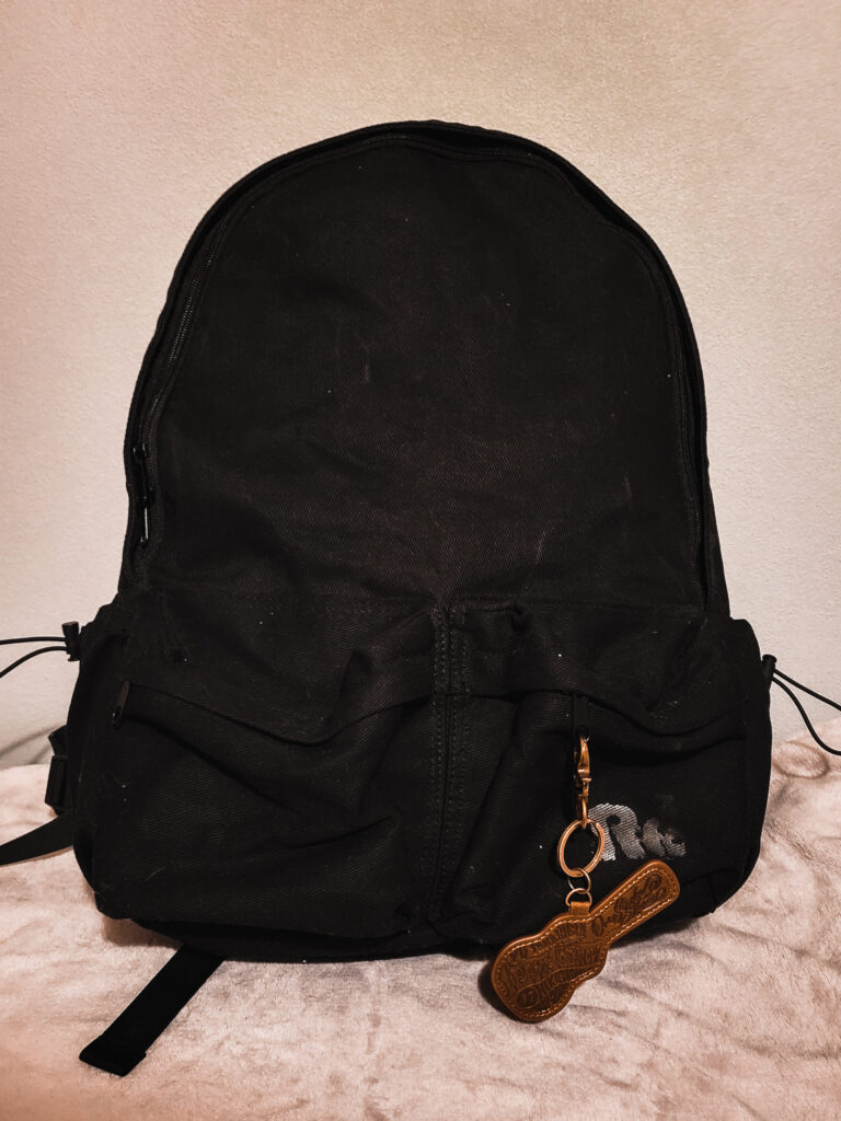 リュックにキーホルダー